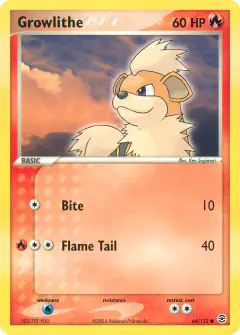 Growlithe 64/112 Common card from FireRed & LeafGreen