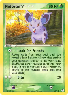 Nidoran ♀ 70/112 Common card from FireRed & LeafGreen