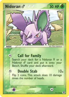 Nidoran ♂ 71/112 Common card from FireRed & LeafGreen