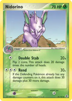 Nidorino 41/112 Uncommon card from FireRed & LeafGreen