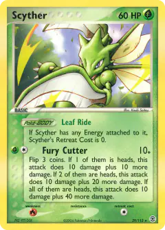 Scyther 29/112 Rare card from FireRed & LeafGreen