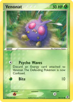 Venonat 84/112 Common card from FireRed & LeafGreen