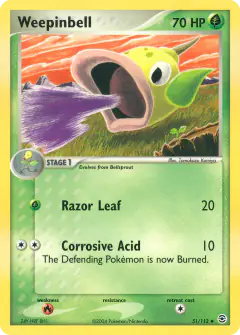 Weepinbell 51/112 Uncommon card from FireRed & LeafGreen