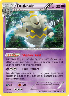 Dusknoir 40/106 Rare Holo card from Flashfire