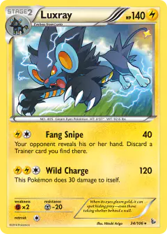 Luxray 34/106 Rare card from Flashfire
