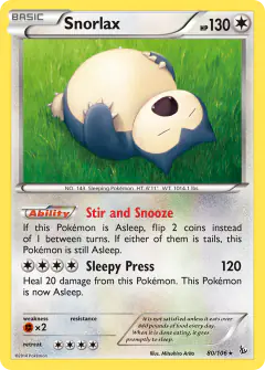 Snorlax 80/106 Rare card from Flashfire