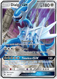 Dialga-GX 82/131 Rare Holo GX card from Forbidden Light