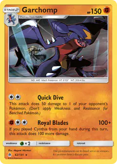 Garchomp 62/131 Rare Holo card from Forbidden Light