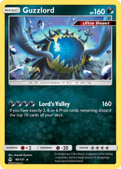 Guzzlord 80/131 Rare Holo card from Forbidden Light