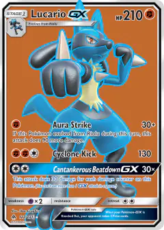 Lucario-GX 122/131 Rare Ultra card from Forbidden Light