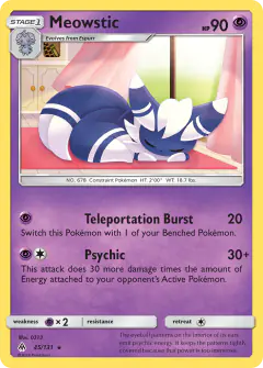 Meowstic 45/131 Rare card from Forbidden Light