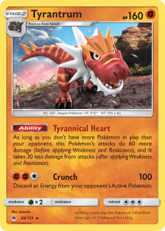 Tyrantrum 69/131 Rare Holo card from Forbidden Light