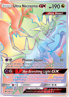 Ultra Necrozma-GX 140/131 Rare Rainbow card from Forbidden Light