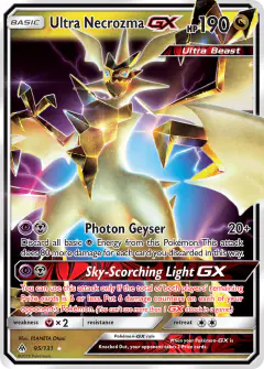 Ultra Necrozma-GX 95/131 Rare Holo GX card from Forbidden Light