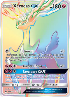 Xerneas-GX 139/131 Rare Rainbow card from Forbidden Light