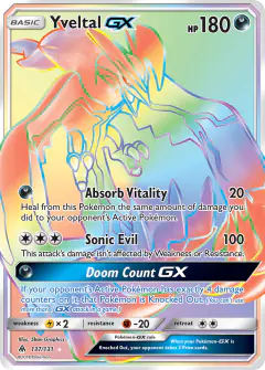 Yveltal-GX 137/131 Rare Rainbow card from Forbidden Light