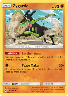 Zygarde 71/131 Uncommon card from Forbidden Light