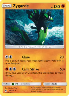 Zygarde 72/131 Rare card from Forbidden Light
