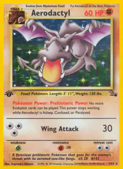 Aerodactyl 1/62 Rare Holo card from Fossil