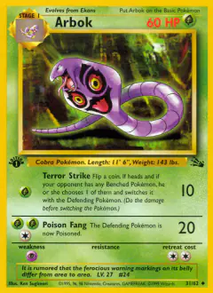 Arbok 31/62 Uncommon card from Fossil