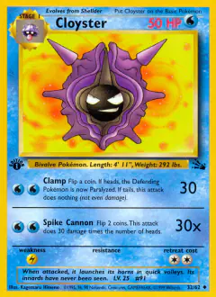 Cloyster 32/62 Uncommon card from Fossil