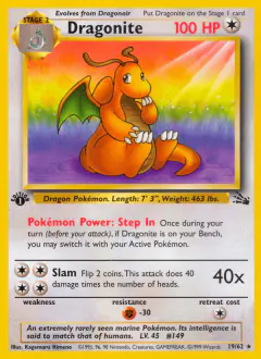 Dragonite 19/62 Rare card from Fossil