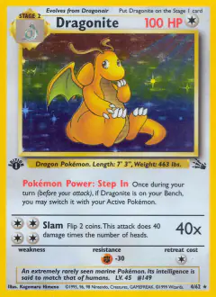 Dragonite 4/62 Rare Holo card from Fossil