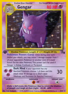 Gengar 5/62 Rare Holo card from Fossil