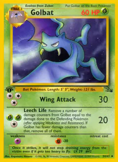 Golbat 34/62 Uncommon card from Fossil