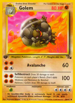 Golem 36/62 Uncommon card from Fossil