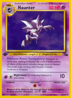 Haunter 21/62 Rare card from Fossil