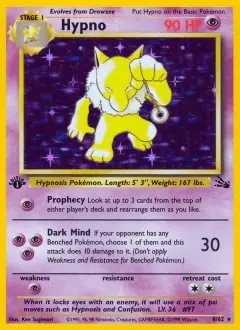 Hypno 8/62 Rare Holo card from Fossil