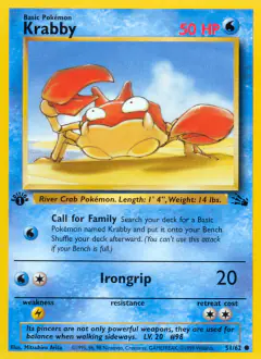 Krabby 51/62 Common card from Fossil