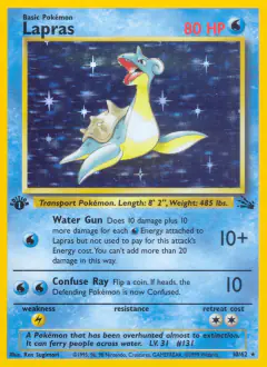 Lapras 10/62 Rare Holo card from Fossil