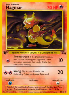Magmar 39/62 Uncommon card from Fossil