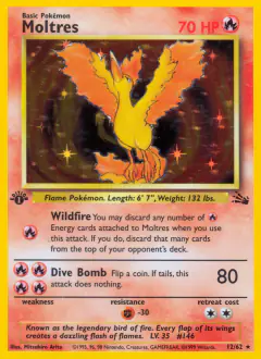 Moltres 12/62 Rare Holo card from Fossil