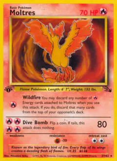 Moltres 27/62 Rare card from Fossil