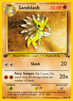 Sandslash 41/62 Uncommon card from Fossil