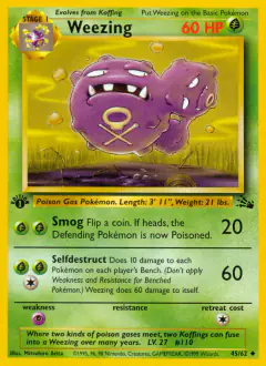 Weezing 45/62 Uncommon card from Fossil