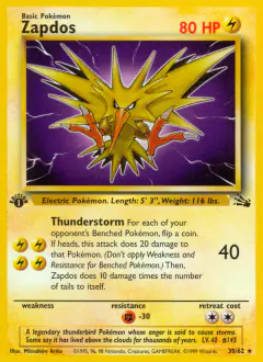 Zapdos 30/62 Rare card from Fossil
