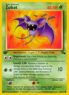 Zubat 57/62 Common card from Fossil