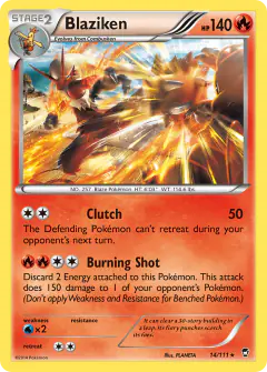 Blaziken 14/111 Rare Holo card from Furious Fists