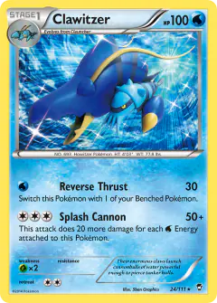 Clawitzer 24/111 Rare Holo card from Furious Fists