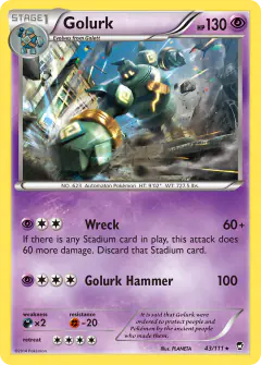 Golurk 43/111 Rare card from Furious Fists