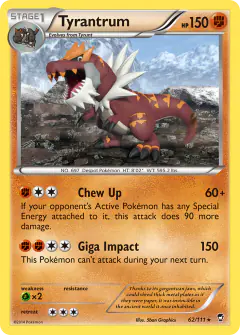 Tyrantrum 62/111 Rare card from Furious Fists