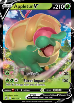 Appletun V 026/264 Rare Holo V card from Fusion Strike