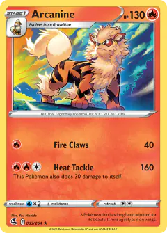 Arcanine 033/264 Rare card from Fusion Strike
