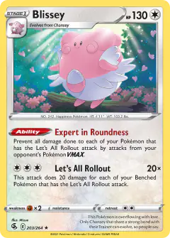 Blissey 203/264 Rare card from Fusion Strike