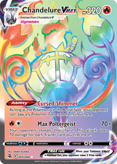 Chandelure VMAX 265/264 Rare Rainbow card from Fusion Strike