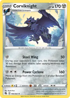 Corviknight 190/264 Rare card from Fusion Strike
